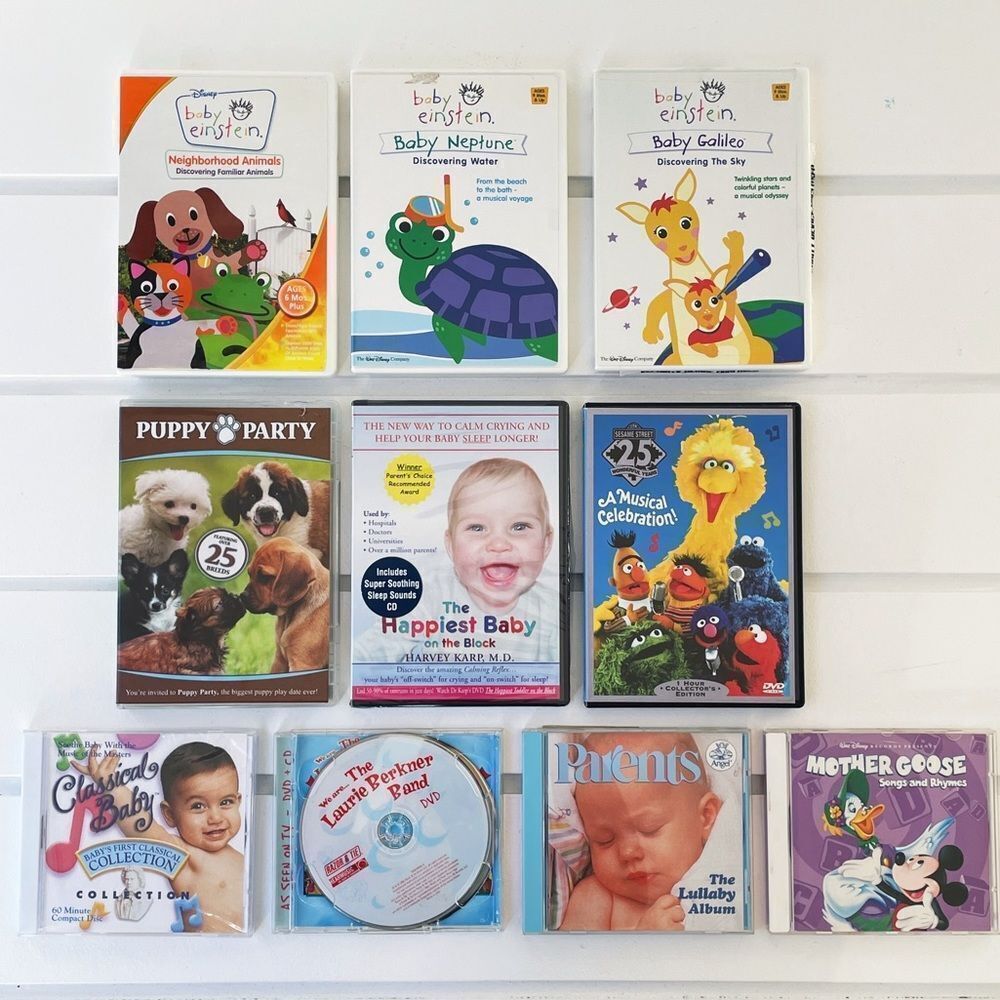 Lot of Baby DVD’s/Music CD’s Baby Einstein, Nursery Rhymes, Puppy Party, Sesame